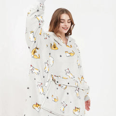 USB Heated Hoodie Blanket - Plush Double Layer Sweatshirt