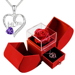 Rose Jewelry Box with Necklace