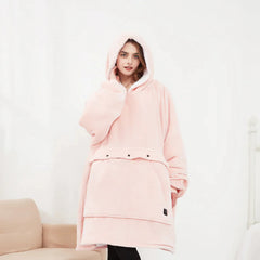 USB Heated Hoodie Blanket - Plush Double Layer Sweatshirt