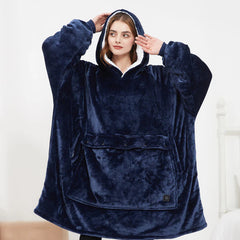 USB Heated Hoodie Blanket - Plush Double Layer Sweatshirt